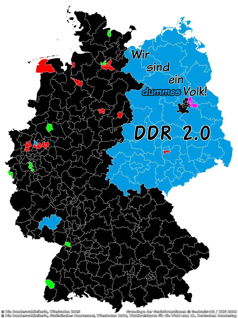 Bundestagswahl 2025 Wahlergebnis Landkarte Zweitstimme - APPD